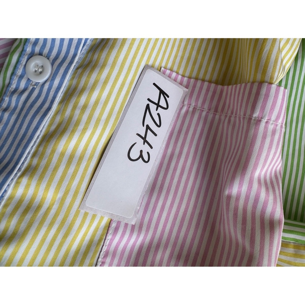 Seasty Womens Colorblock Striped Button Down Shirt Pastel m color block - Picture 4 of 7